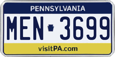 PA license plate MEN3699