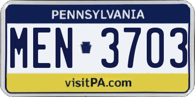 PA license plate MEN3703