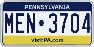 PA license plate MEN3704