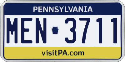 PA license plate MEN3711