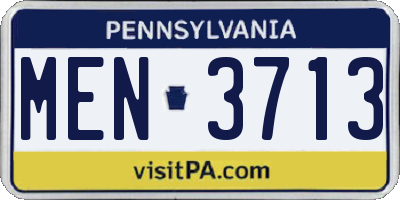 PA license plate MEN3713