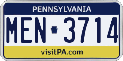 PA license plate MEN3714