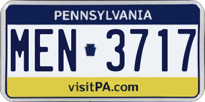 PA license plate MEN3717
