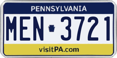 PA license plate MEN3721