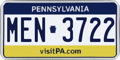 PA license plate MEN3722