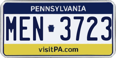PA license plate MEN3723