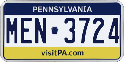 PA license plate MEN3724