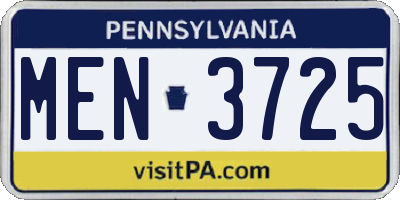 PA license plate MEN3725