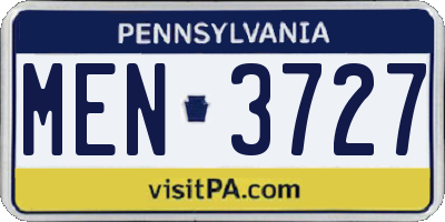 PA license plate MEN3727