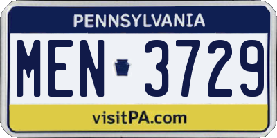 PA license plate MEN3729