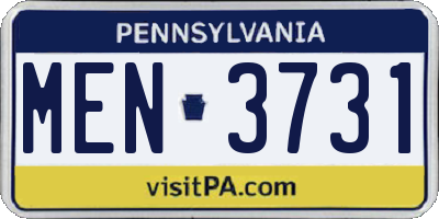 PA license plate MEN3731