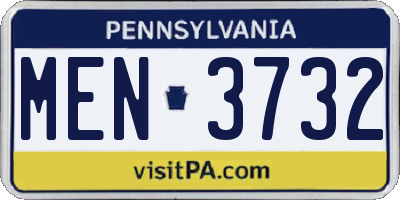 PA license plate MEN3732