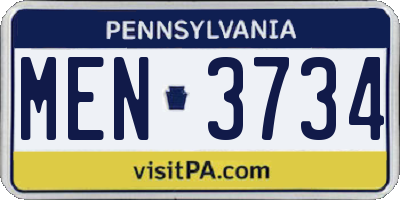 PA license plate MEN3734