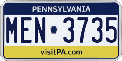 PA license plate MEN3735