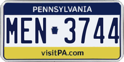 PA license plate MEN3744
