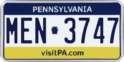 PA license plate MEN3747
