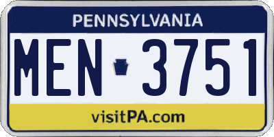 PA license plate MEN3751