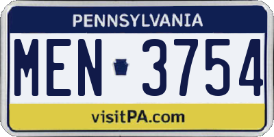 PA license plate MEN3754