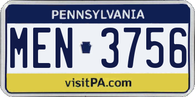 PA license plate MEN3756