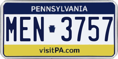 PA license plate MEN3757