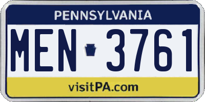 PA license plate MEN3761