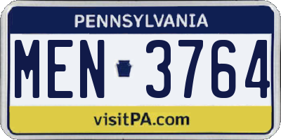 PA license plate MEN3764