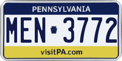 PA license plate MEN3772