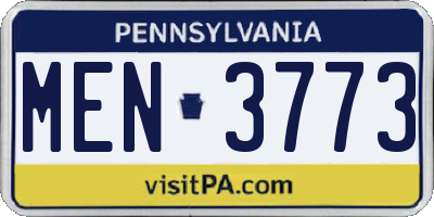 PA license plate MEN3773