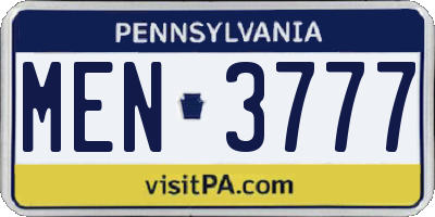 PA license plate MEN3777