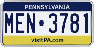 PA license plate MEN3781