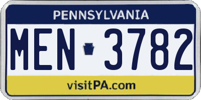 PA license plate MEN3782