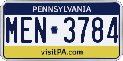 PA license plate MEN3784