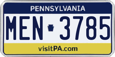 PA license plate MEN3785