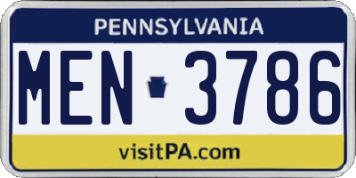 PA license plate MEN3786