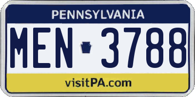 PA license plate MEN3788