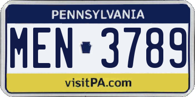 PA license plate MEN3789