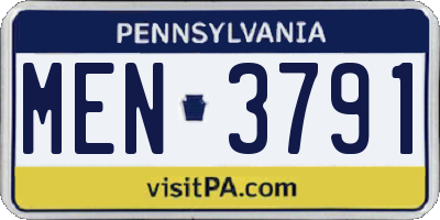 PA license plate MEN3791
