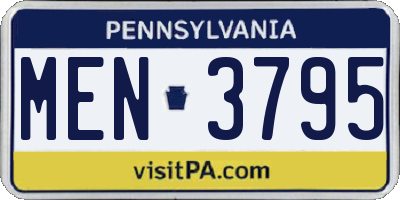 PA license plate MEN3795