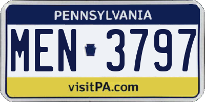 PA license plate MEN3797