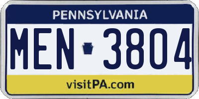 PA license plate MEN3804