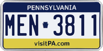PA license plate MEN3811
