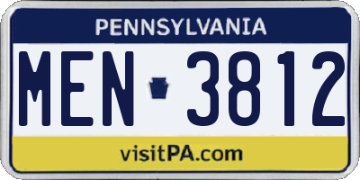 PA license plate MEN3812