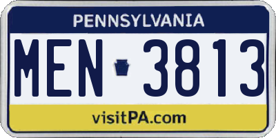 PA license plate MEN3813