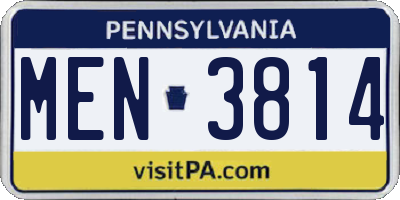 PA license plate MEN3814