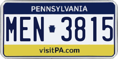 PA license plate MEN3815