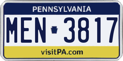 PA license plate MEN3817