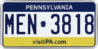 PA license plate MEN3818