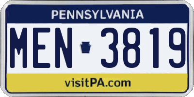 PA license plate MEN3819