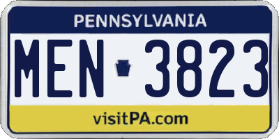 PA license plate MEN3823