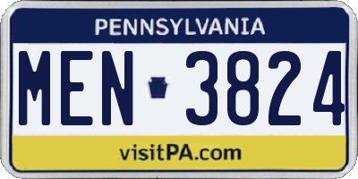 PA license plate MEN3824